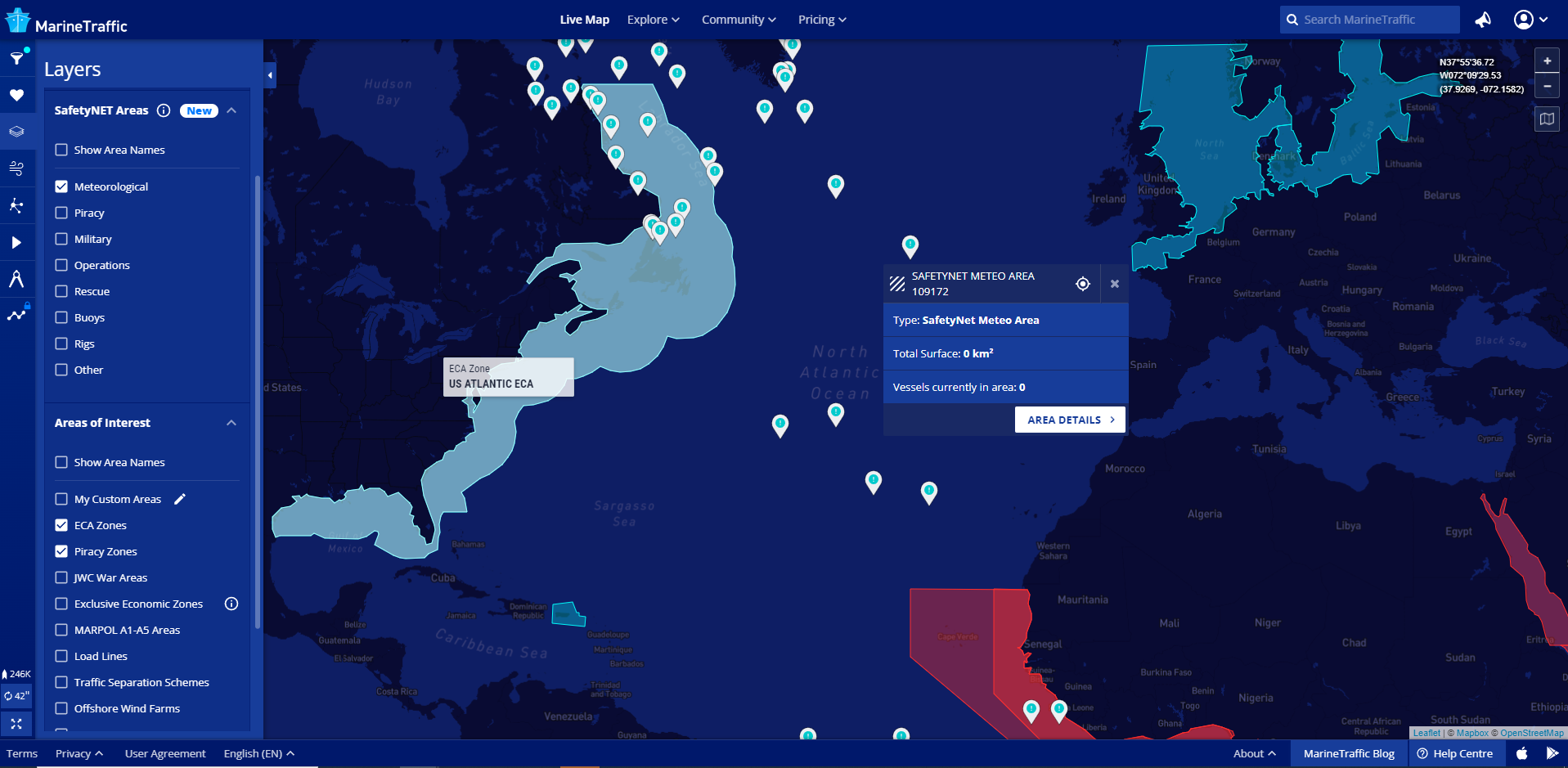 SafetyNET MarineTraffic Live Map layer