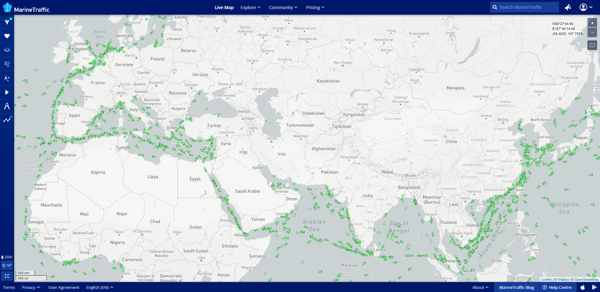 MarineTraffic Live Map - containerships