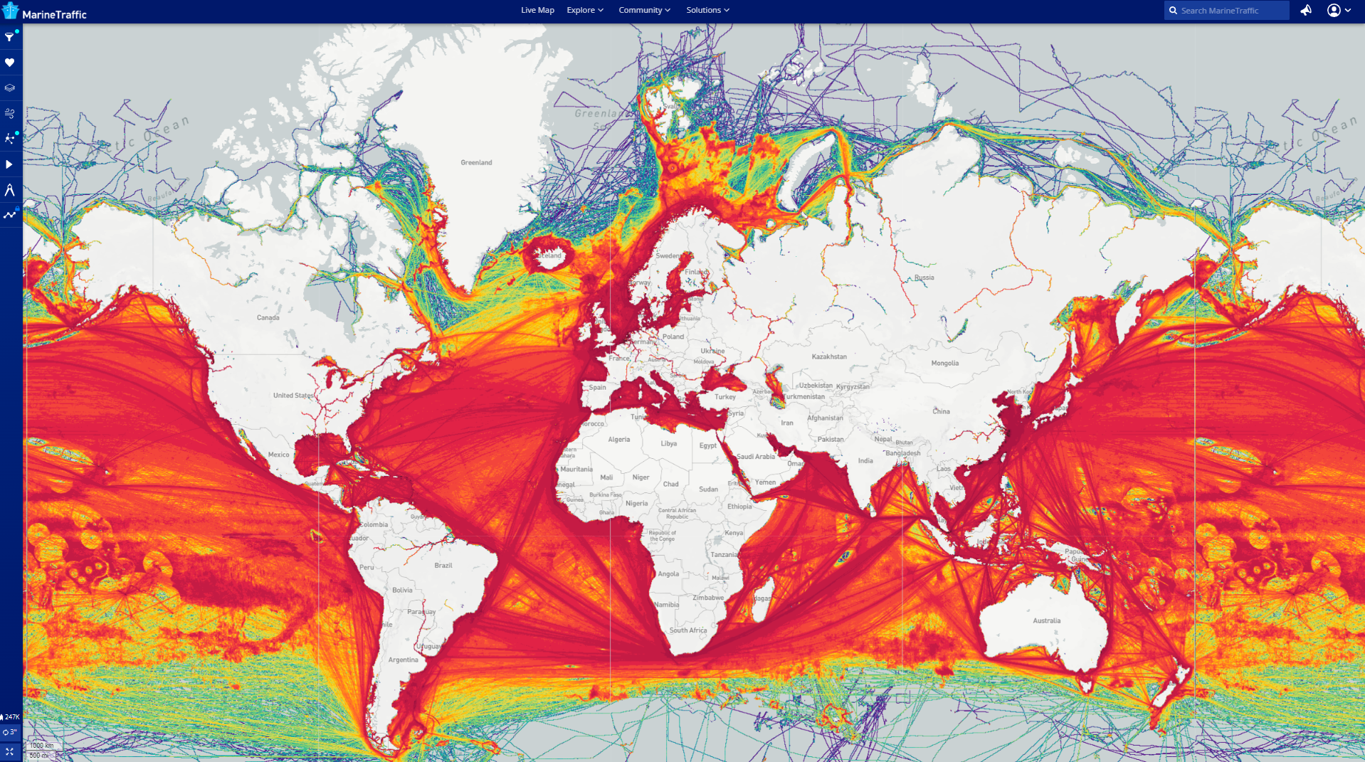Ship movements in 2021 captured by MarineTraffic highlight the international importance of shipping