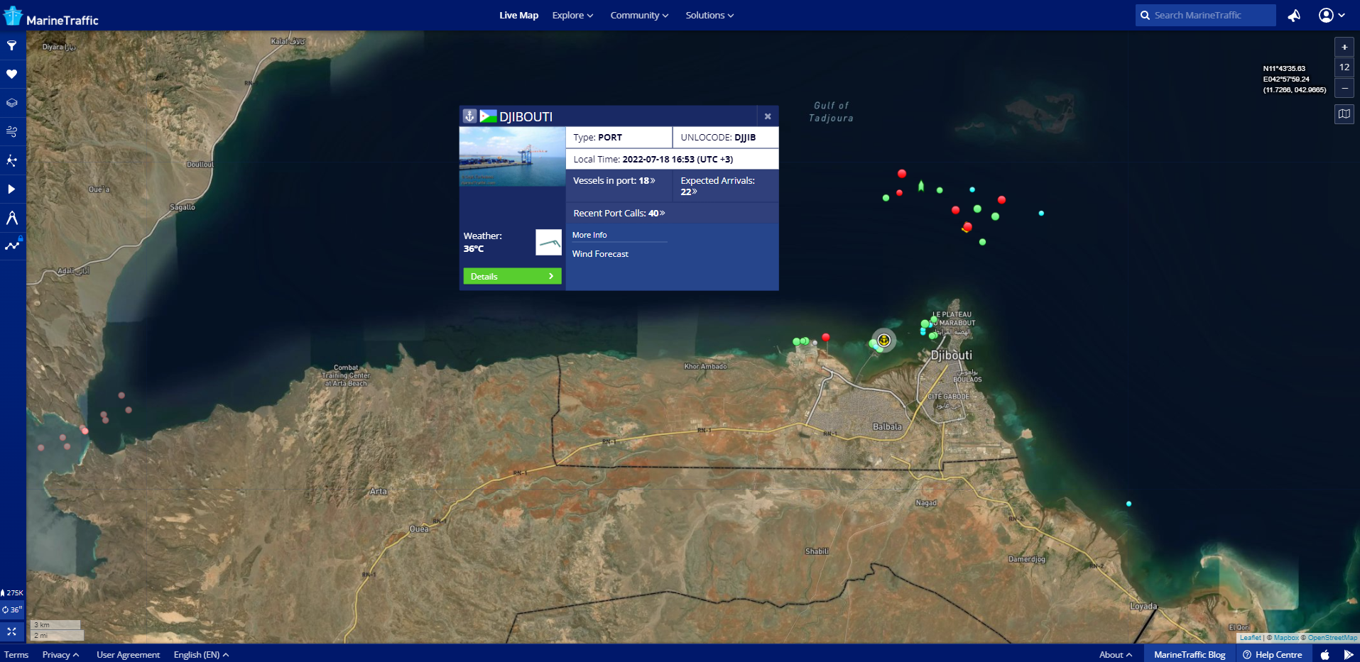The multipurpose Port of Djibouti has gone under major expansions in recent years as part of the MSR in Africa. Image: marinetraffic.com 